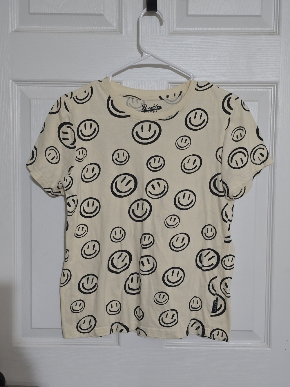 Smiley Graphic Tee - Cream with Black Smiles